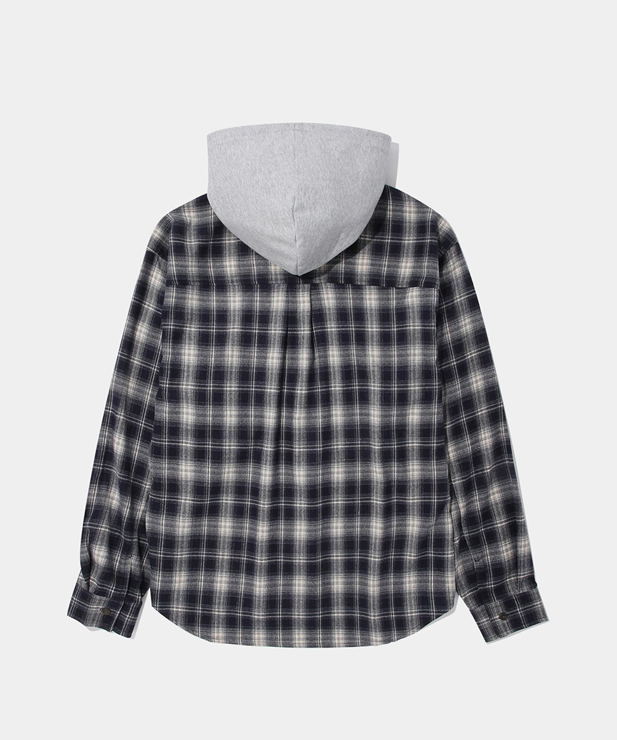 컬럼비아 유니버시티(COLUMBIA UNIVERSITY) FLANNEL CHECK LAYERED HOOD SHIRT_NAVY