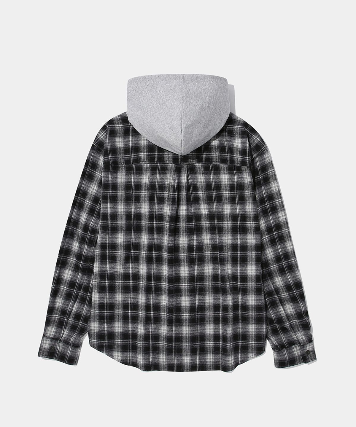 컬럼비아 유니버시티(COLUMBIA UNIVERSITY) FLANNEL CHECK LAYERED HOOD SHIRT_BLACK