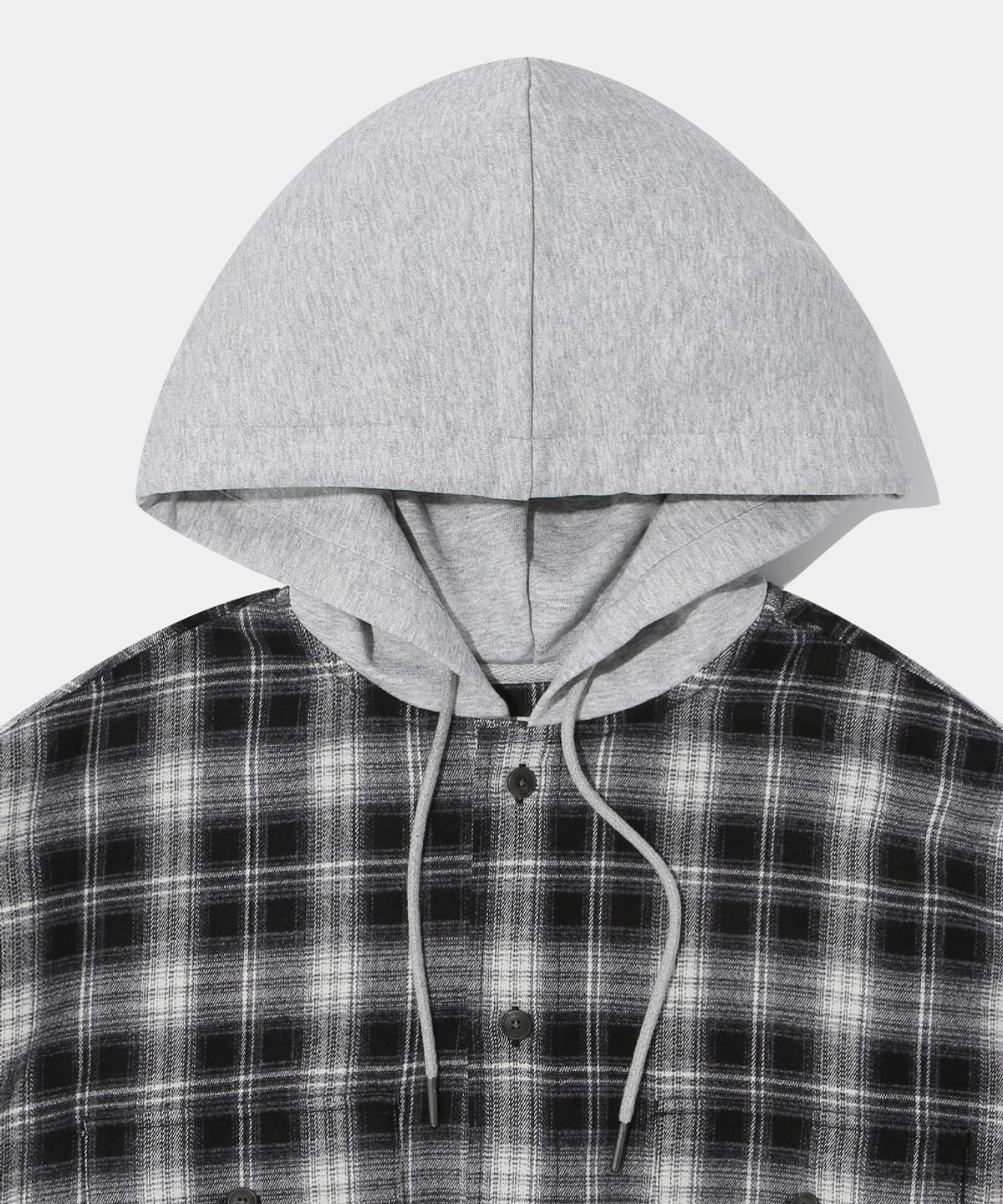 컬럼비아 유니버시티(COLUMBIA UNIVERSITY) FLANNEL CHECK LAYERED HOOD SHIRT_BLACK