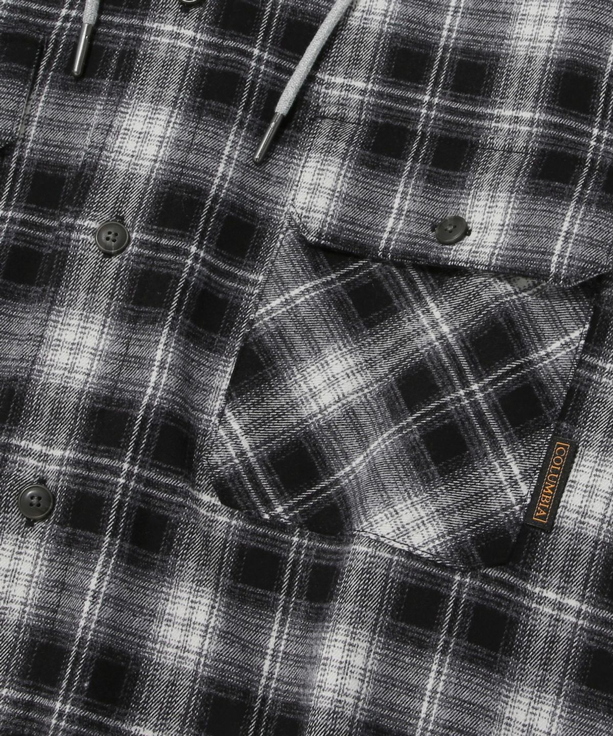 컬럼비아 유니버시티(COLUMBIA UNIVERSITY) FLANNEL CHECK LAYERED HOOD SHIRT_BLACK