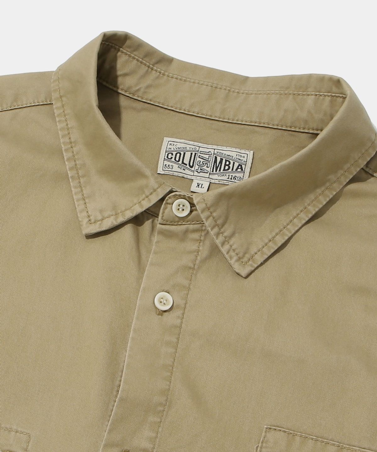 컬럼비아 유니버시티(COLUMBIA UNIVERSITY) SL-LABEL WASHED BIG POCKET TWILL SHIRT_BEIGE