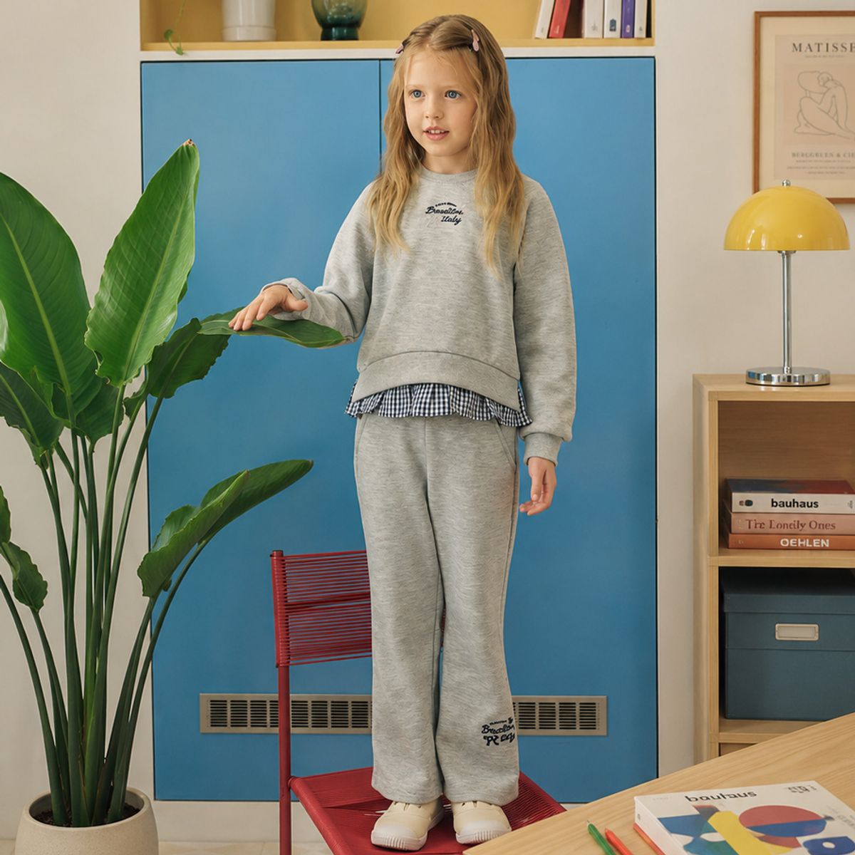 베네통키즈(BENETTONKIDS) 부츠컷 양면 피케 팬츠_QALG01641MG