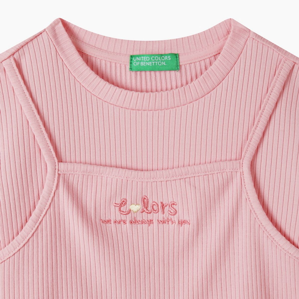 베네통키즈(BENETTONKIDS) 러블리 뷔스티에 샤 원피스_QAOP04641PK