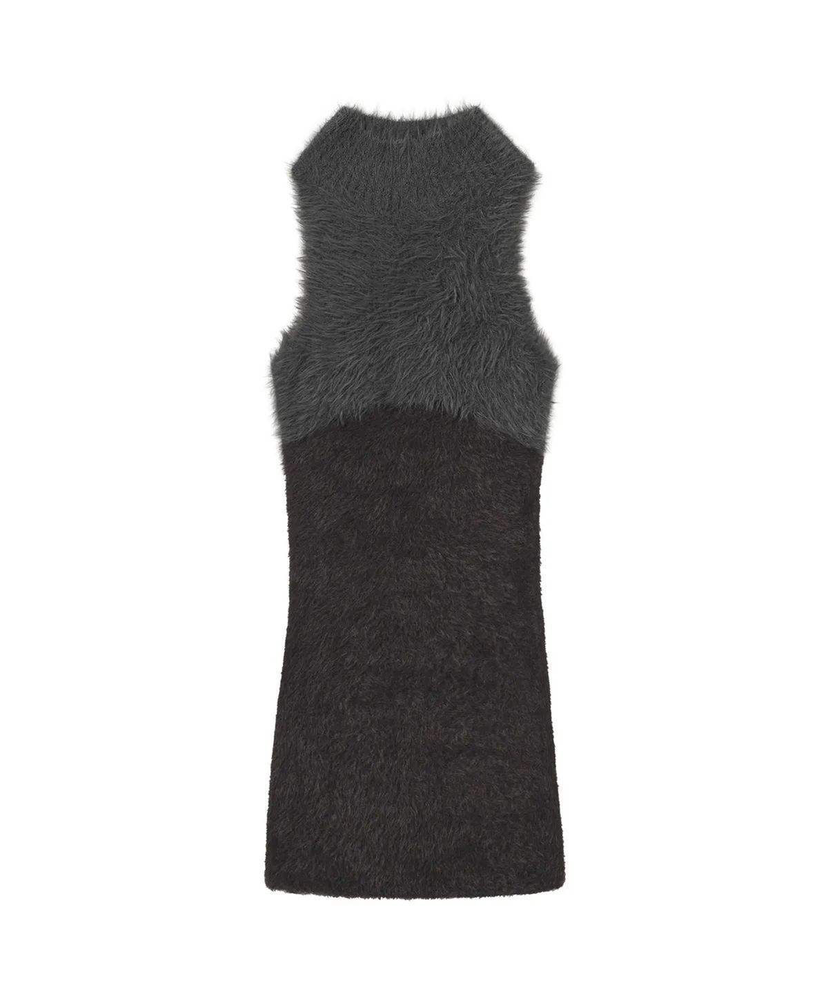 웰빙익스프레스(WELLBEING EXPRESS) Shaggy Knit Dress Charcoal