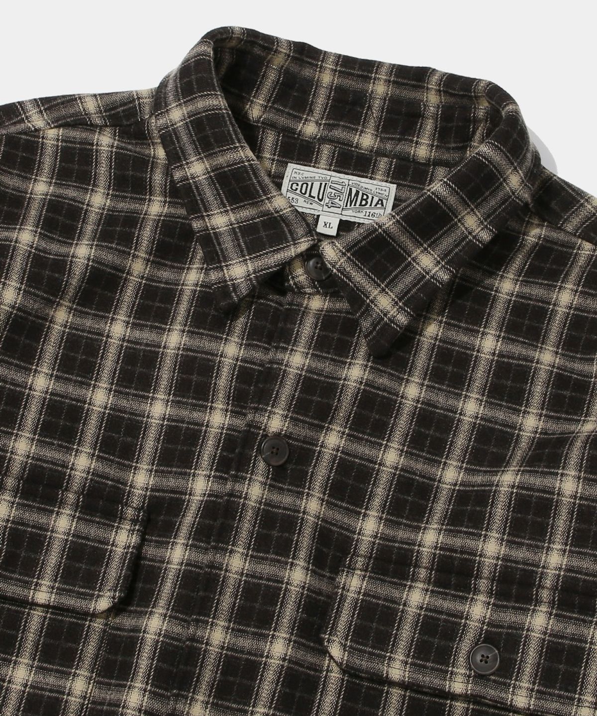 컬럼비아 유니버시티(COLUMBIA UNIVERSITY) FLEECE BONDED CHECK SHIRT JACKET_BROWN