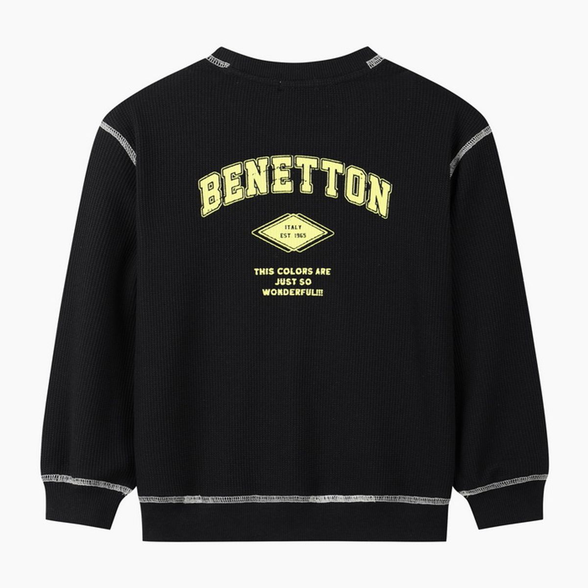 베네통키즈(BENETTONKIDS) 와플 그래픽 맨투맨_QAMT02641BK