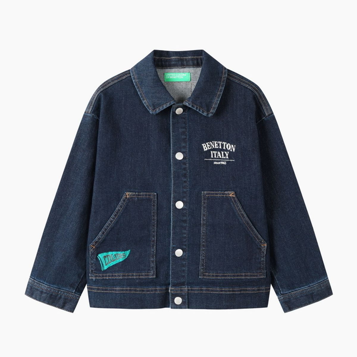 베네통키즈(BENETTONKIDS) 생지 오버핏 데님 자켓_QAJK01641NY