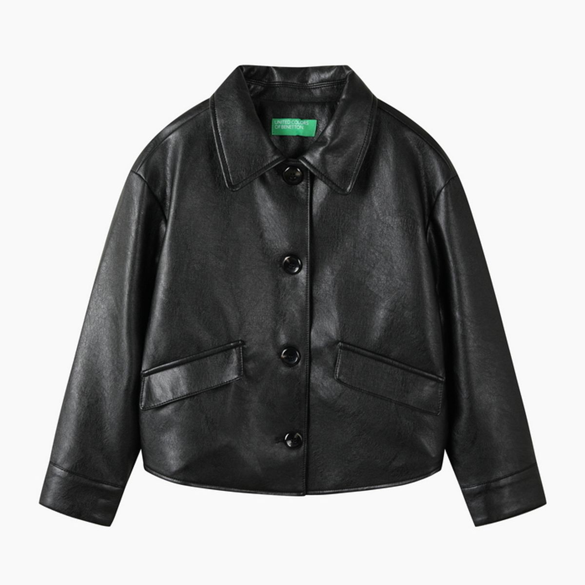 베네통키즈(BENETTONKIDS) 에코 레더 자켓_QAJK03641BK
