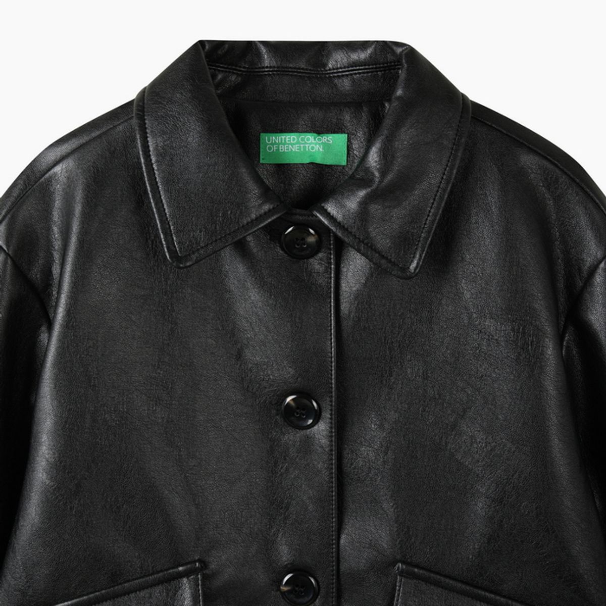베네통키즈(BENETTONKIDS) 에코 레더 자켓_QAJK03641BK