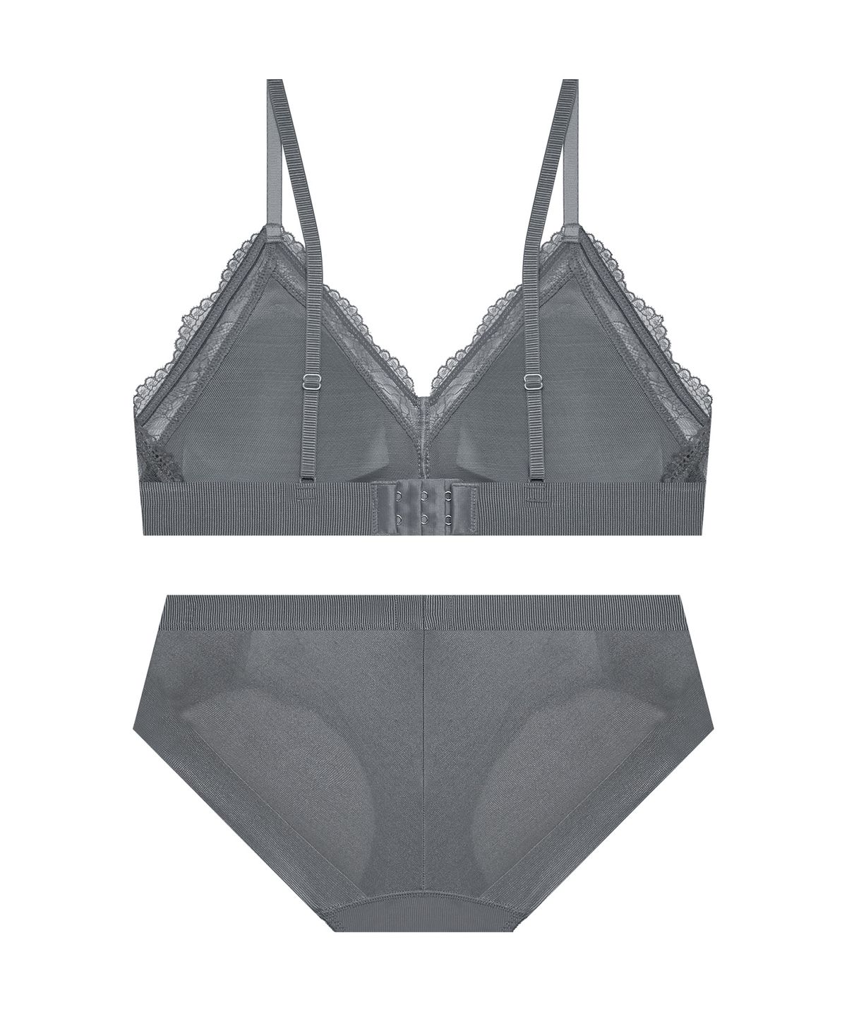 코데즈컴바인 이너웨어(CODES COMBINE INNERWEAR) 페더 레이스 브라렛 햄팬티 세트_그레이