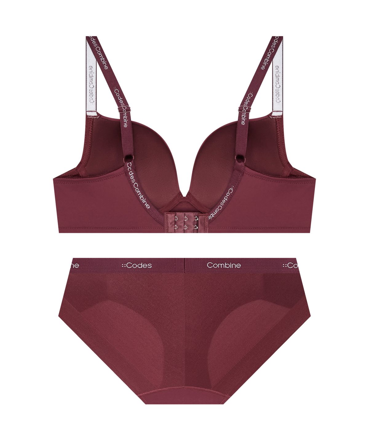 코데즈컴바인 이너웨어(CODES COMBINE INNERWEAR) 미니멀 아스킨 와이어 브라 햄팬티 세트_와인