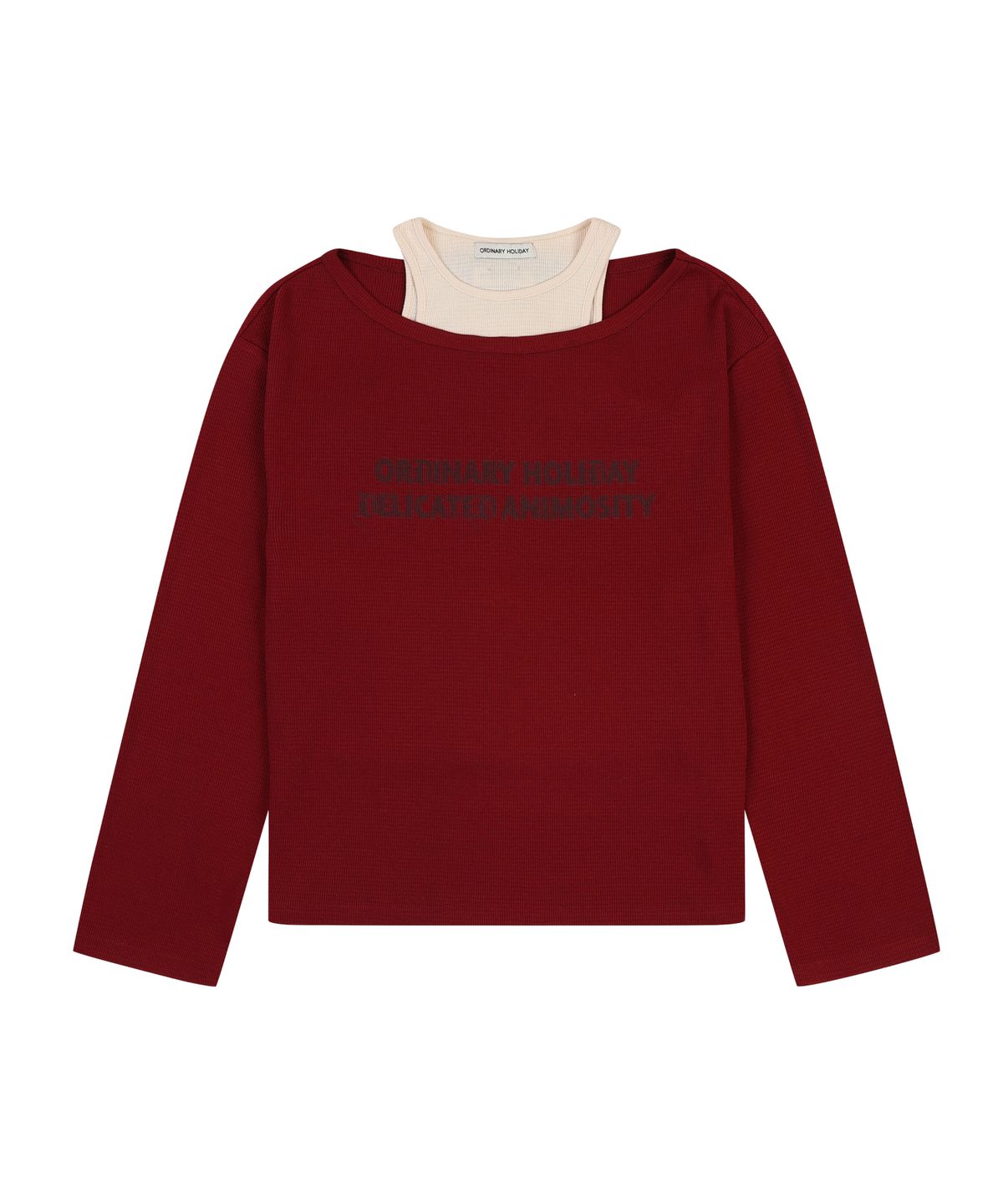 오디너리 홀리데이(ORDINARY HOLIDAY) OFF-SHOULDER LOOSE FIT SET [RED]