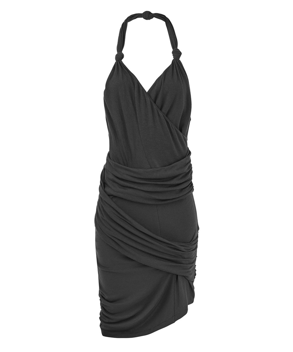 필세(PHILCE) Draped Halter Dress, Charcoal