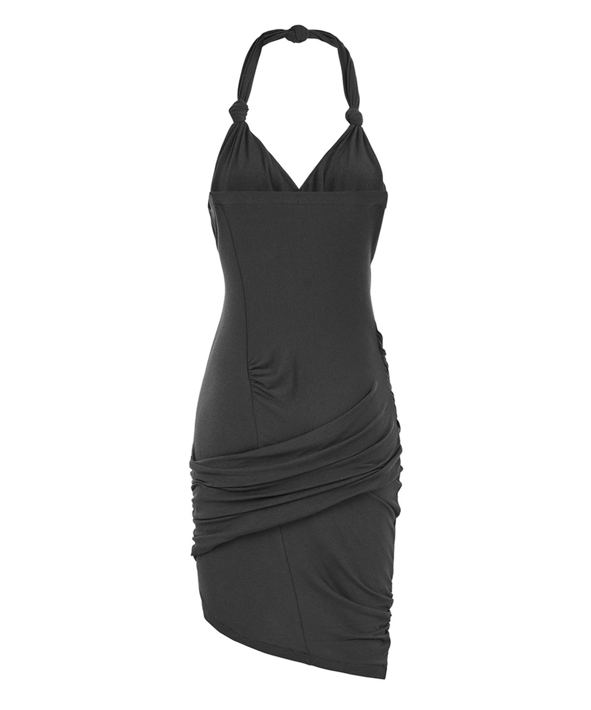 필세(PHILCE) Draped Halter Dress, Charcoal