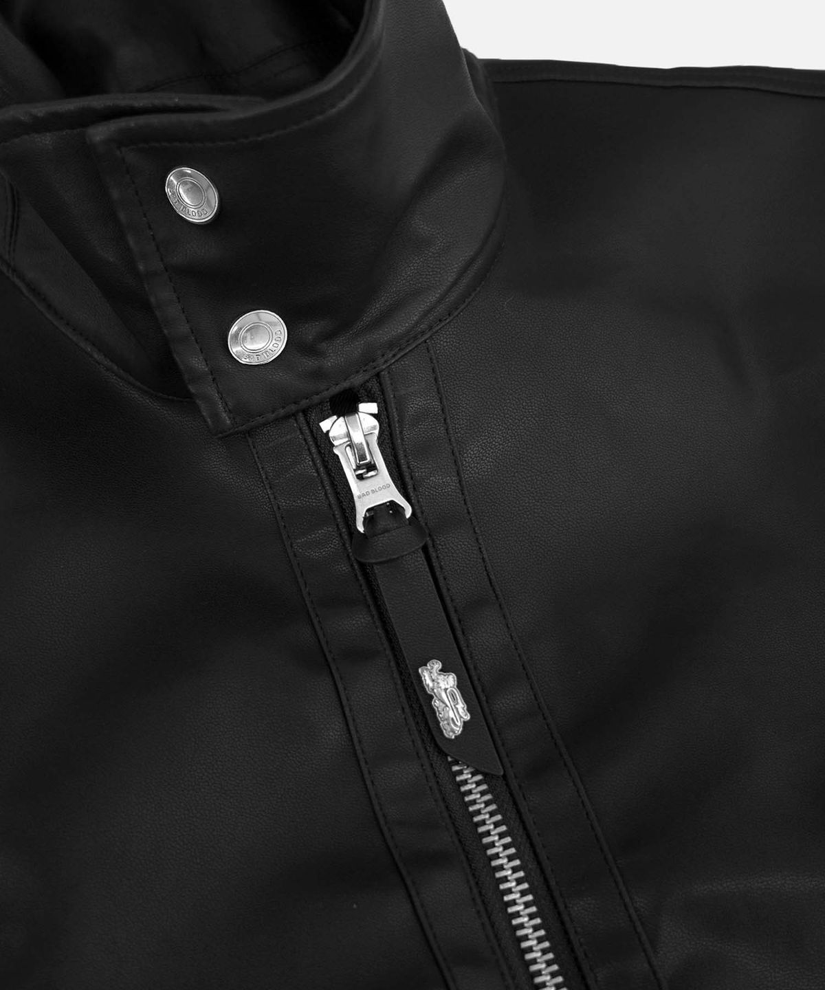 배드블러드(BADBLOOD) Leather High-Neck Jacket - Black