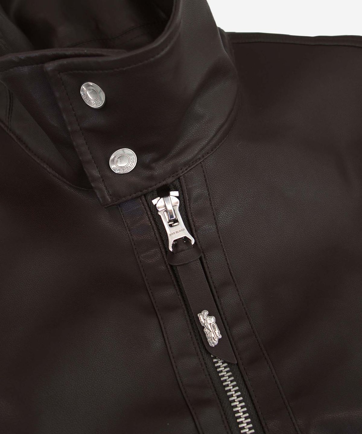 배드블러드(BADBLOOD) Leather High-Neck Jacket - Brown