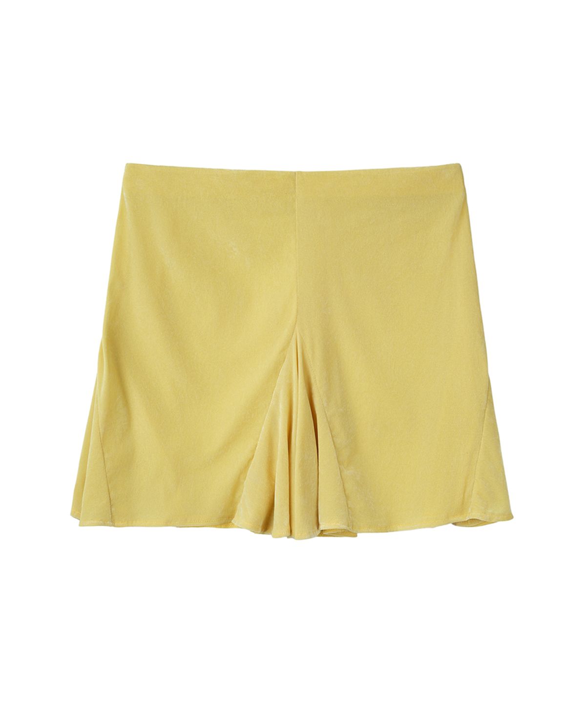 필세(PHILCE) Sheer Velvet Midi Skirt, Mustard