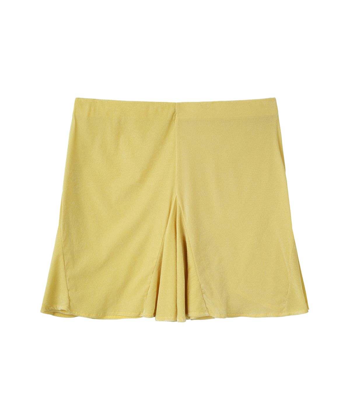 필세(PHILCE) Sheer Velvet Midi Skirt, Mustard