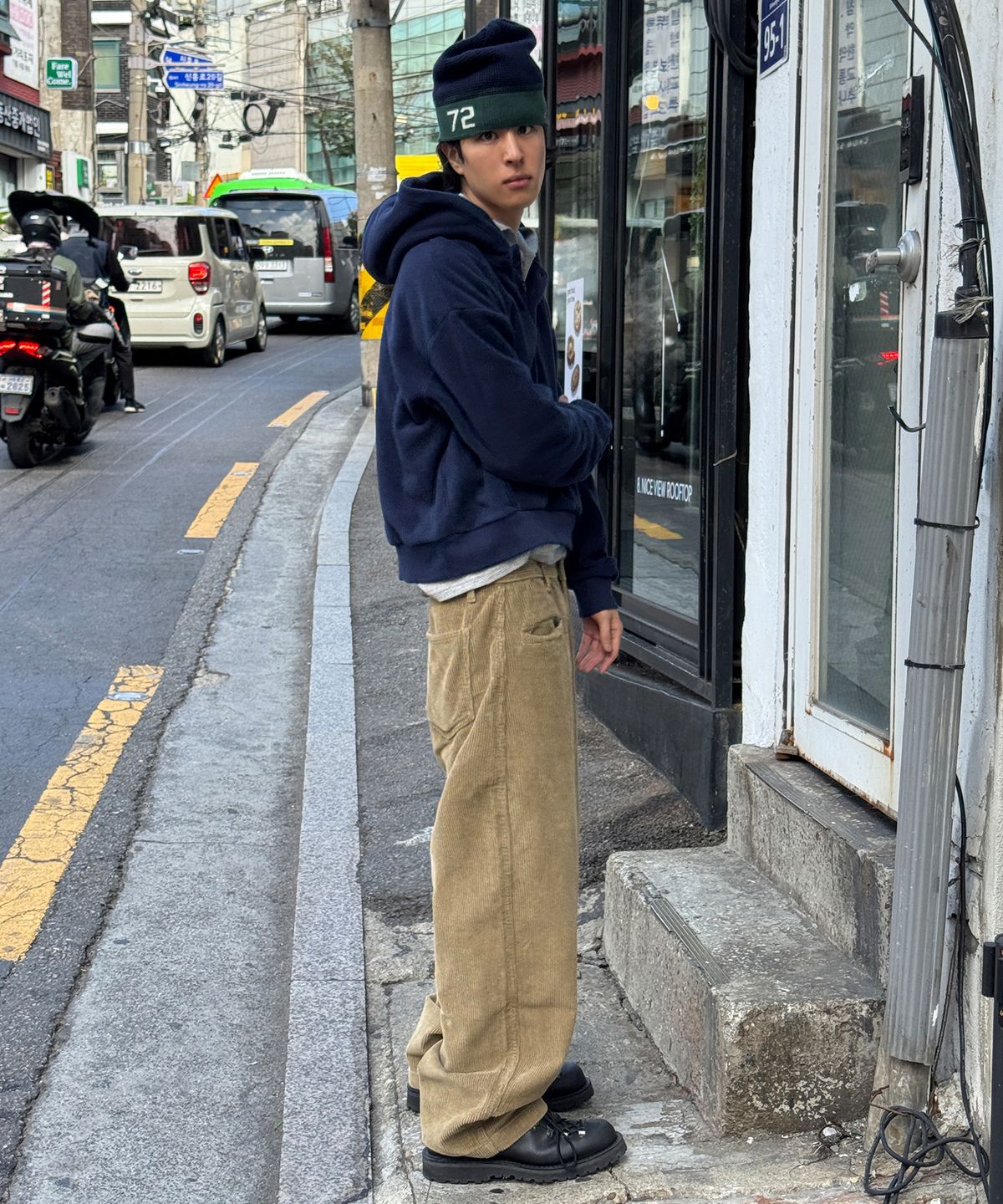 스켈리웩(SCALLYWAG) 코듀로이 와이드 커브드 팬츠[베이지]