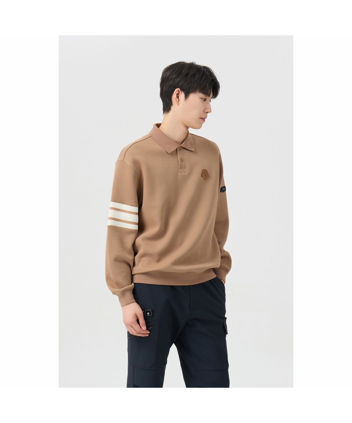 골든베어(GOLDEN BEAR) (남성) Border Line Sleeves Collar Sweatshirt G4TAW26201BEX
