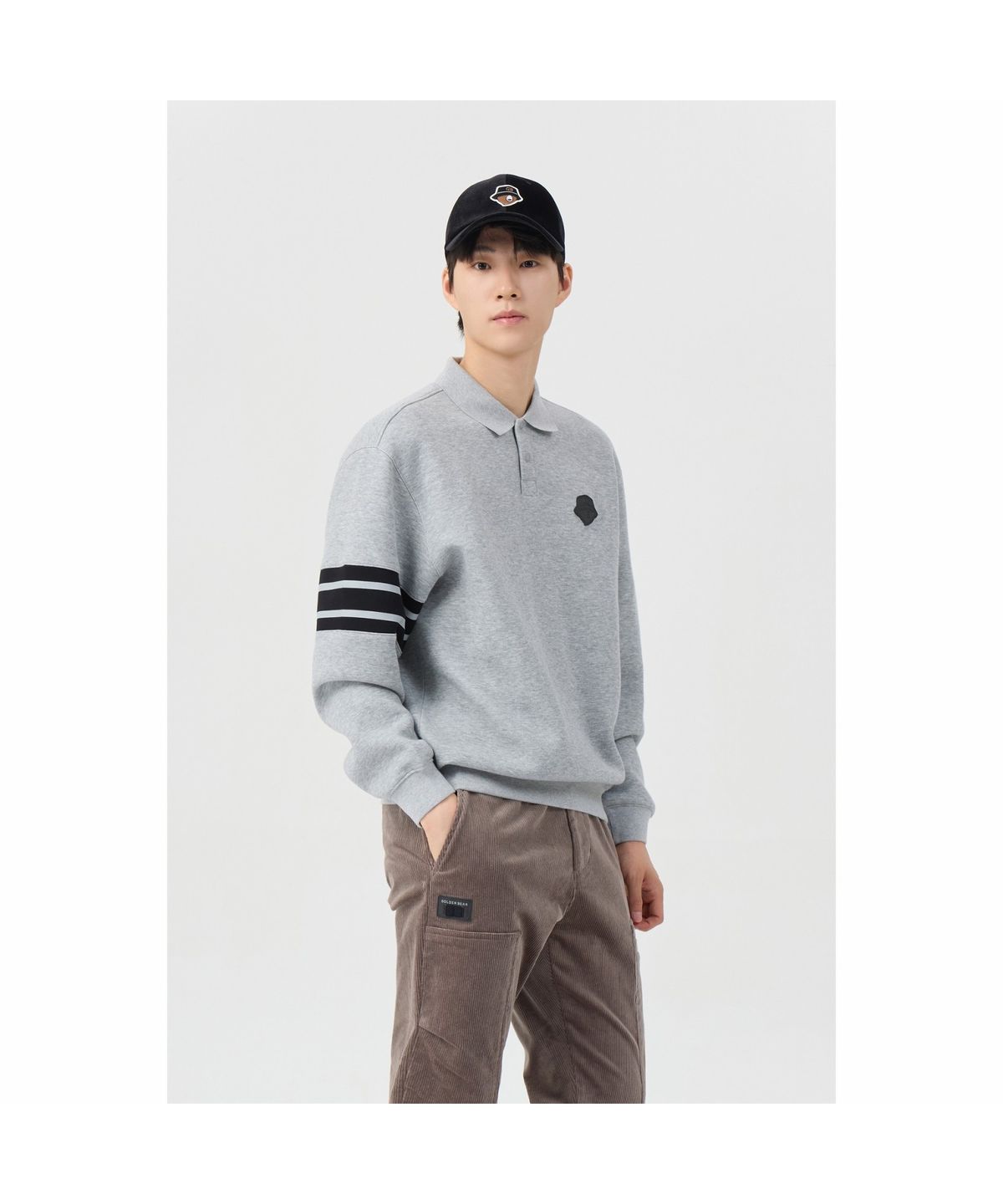 골든베어(GOLDEN BEAR) (남성) Border Line Sleeves Collar Sweatshirt G4TAW26201GYX