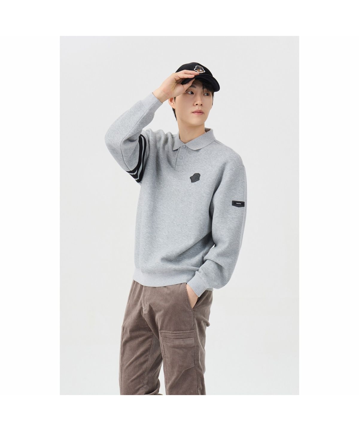 골든베어(GOLDEN BEAR) (남성) Border Line Sleeves Collar Sweatshirt G4TAW26201GYX