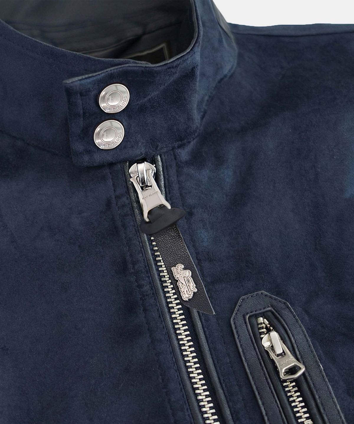 배드블러드(BADBLOOD) Arc Suede Contrast Bomber Jacket - Navy