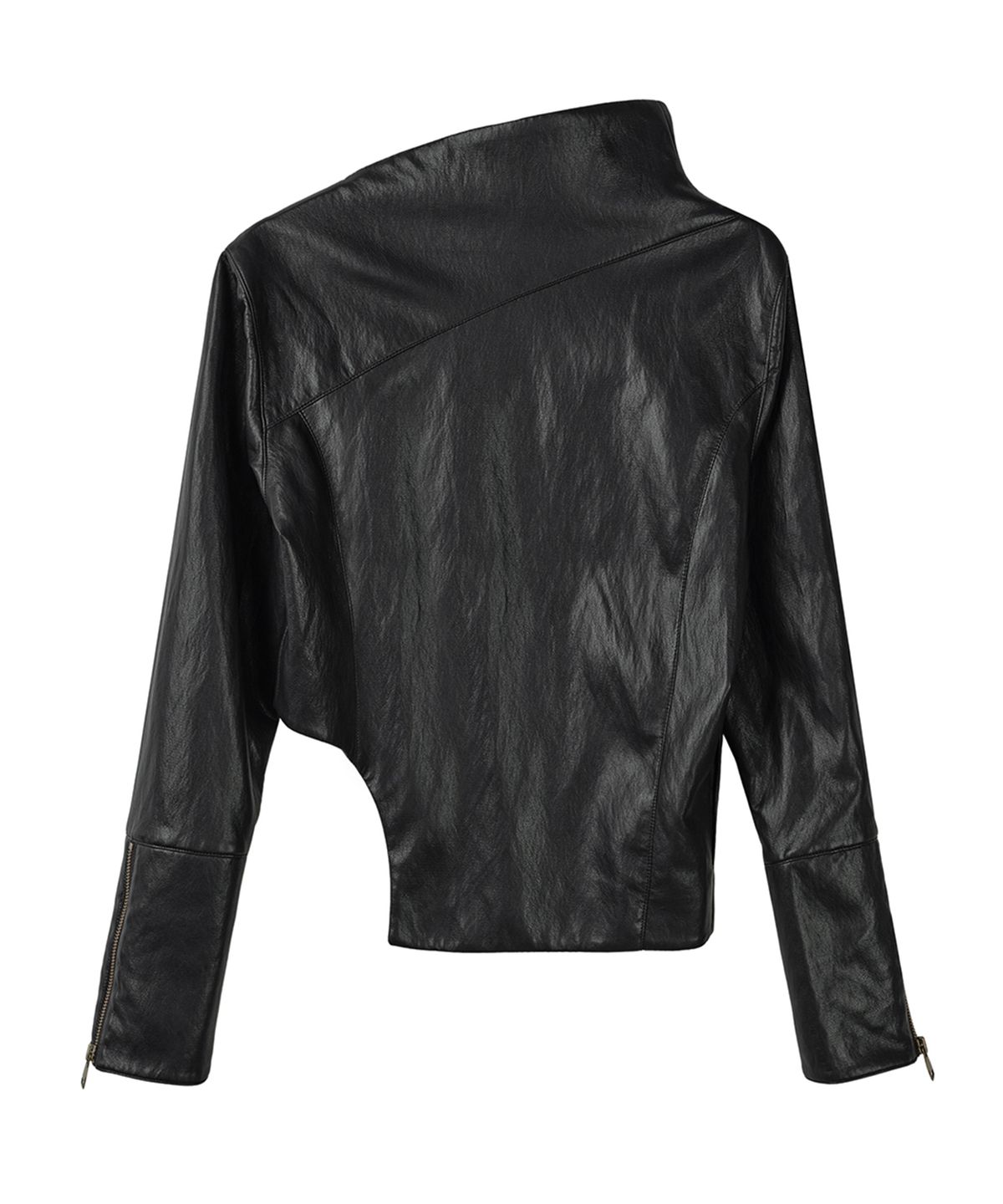 필세(PHILCE) Fluid Leather Jacket, Black