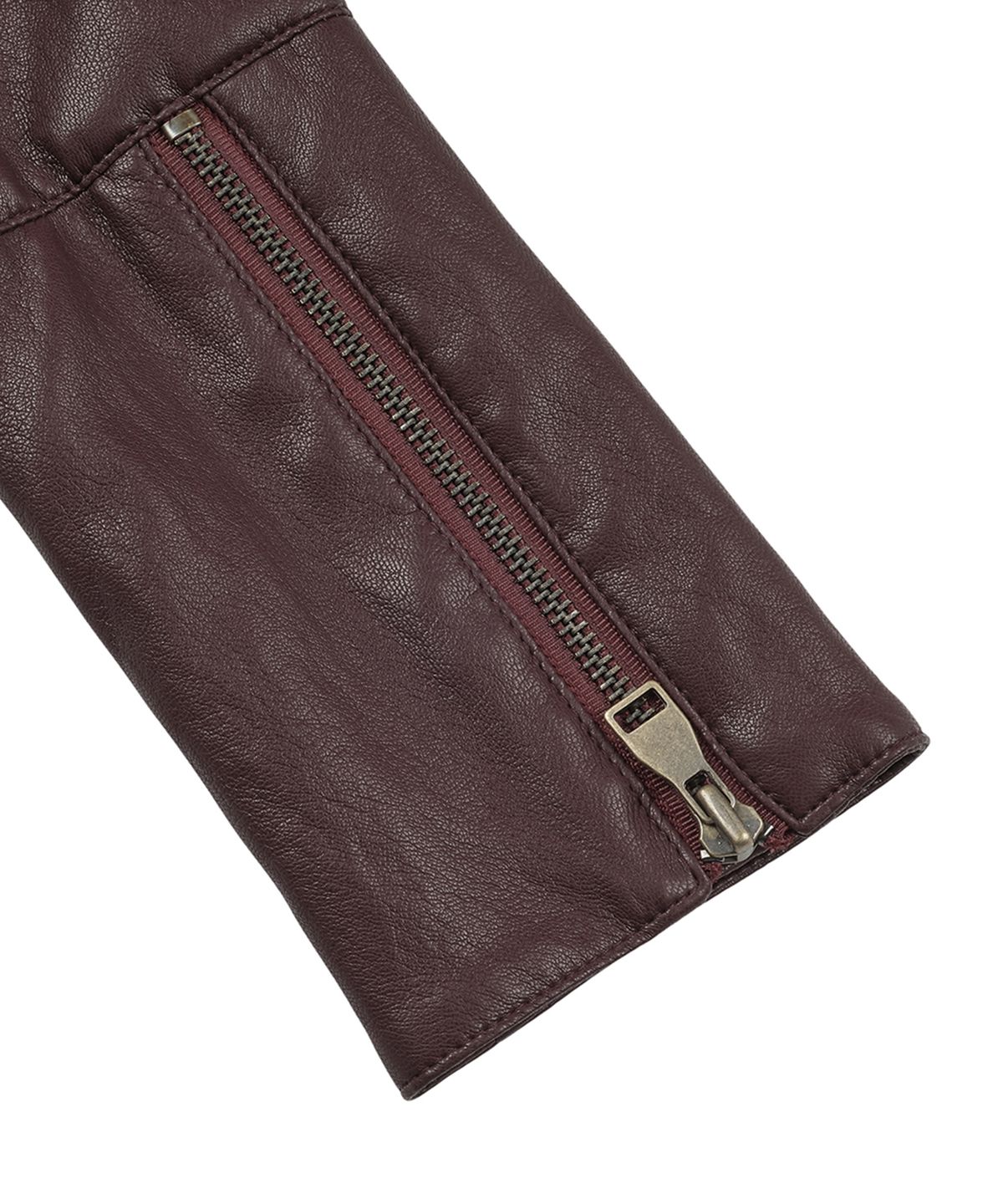 필세(PHILCE) Fluid Leather Jacket, Burgundy