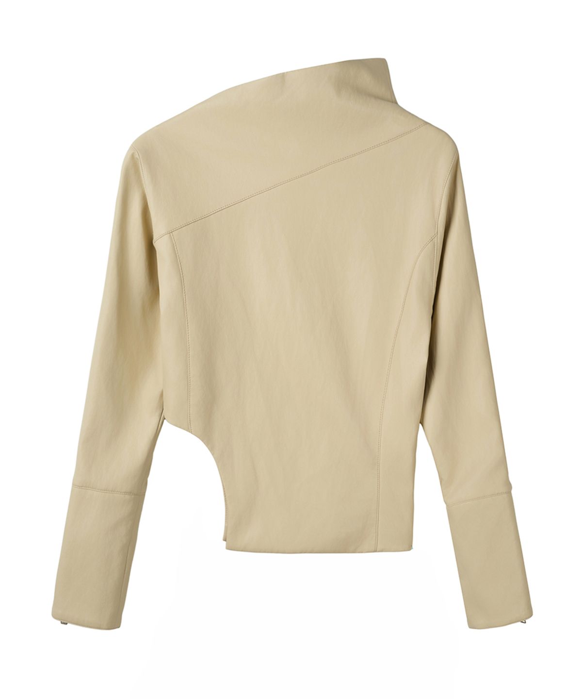 필세(PHILCE) Fluid Leather Jacket, Yellow Beige