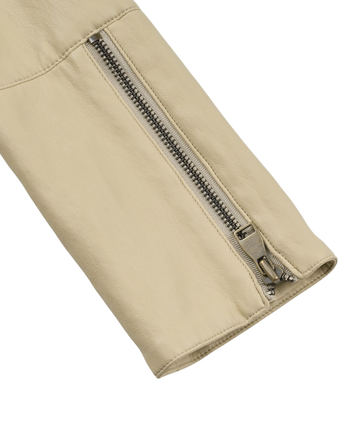 필세(PHILCE) Fluid Leather Jacket, Yellow Beige