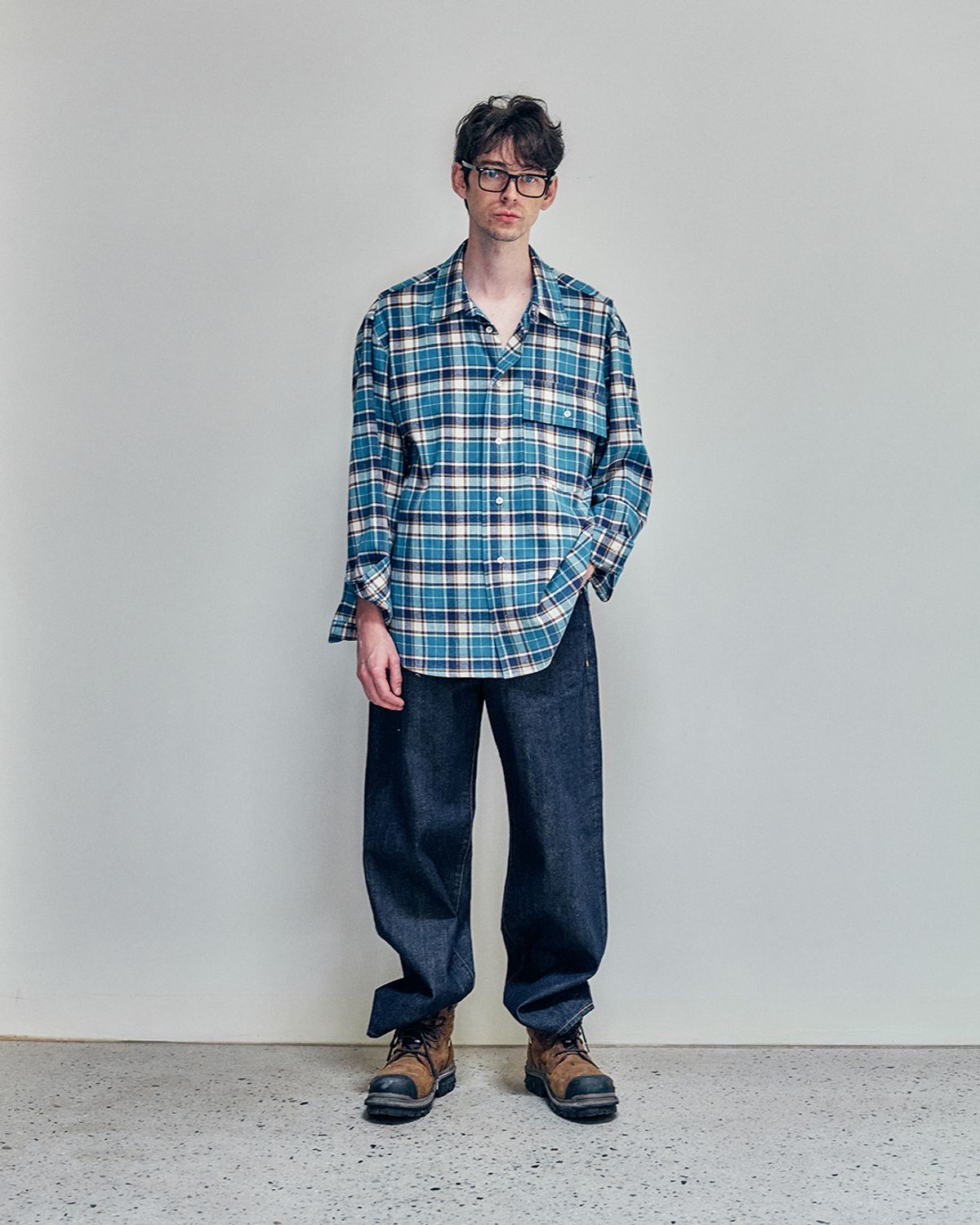 너버스(NERVOUS) SOFT CHECK SHIRT _ blue