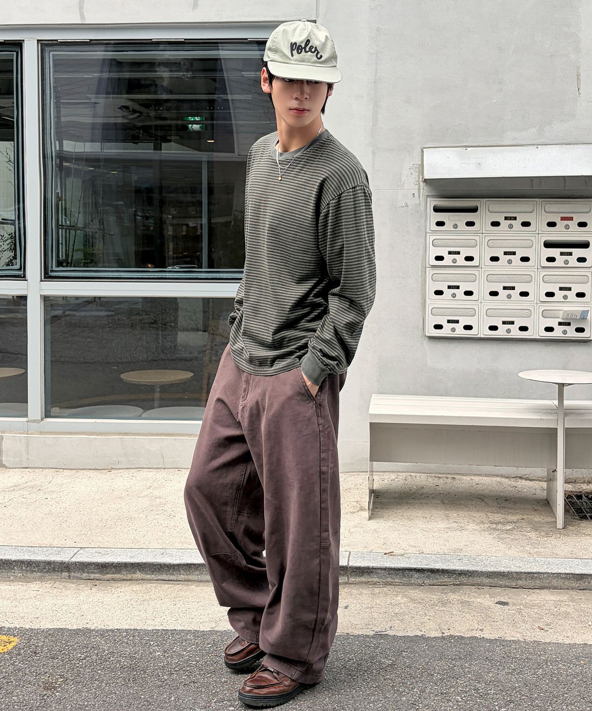 스켈리웩(SCALLYWAG) 가먼트 다잉 커브드 코튼 팬츠[페이드버건디]