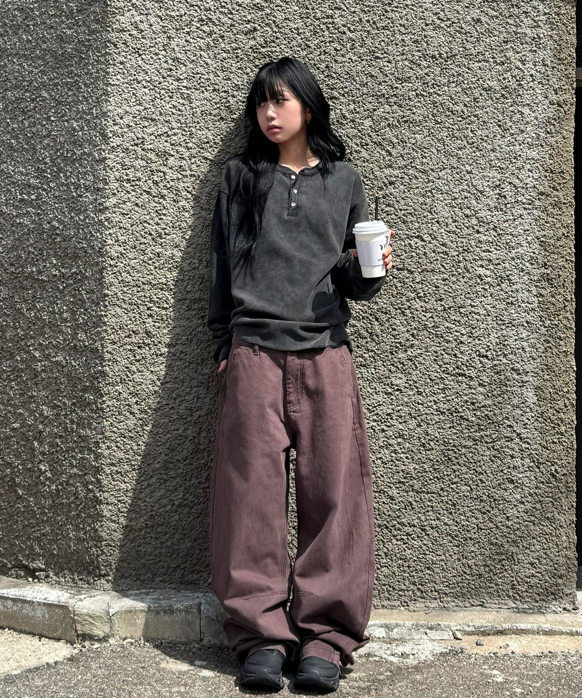 스켈리웩(SCALLYWAG) 가먼트 다잉 커브드 코튼 팬츠[페이드버건디]