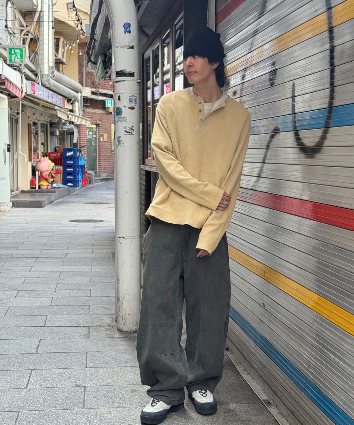 스켈리웩(SCALLYWAG) 가먼트 다잉 커브드 코튼 팬츠[카키]