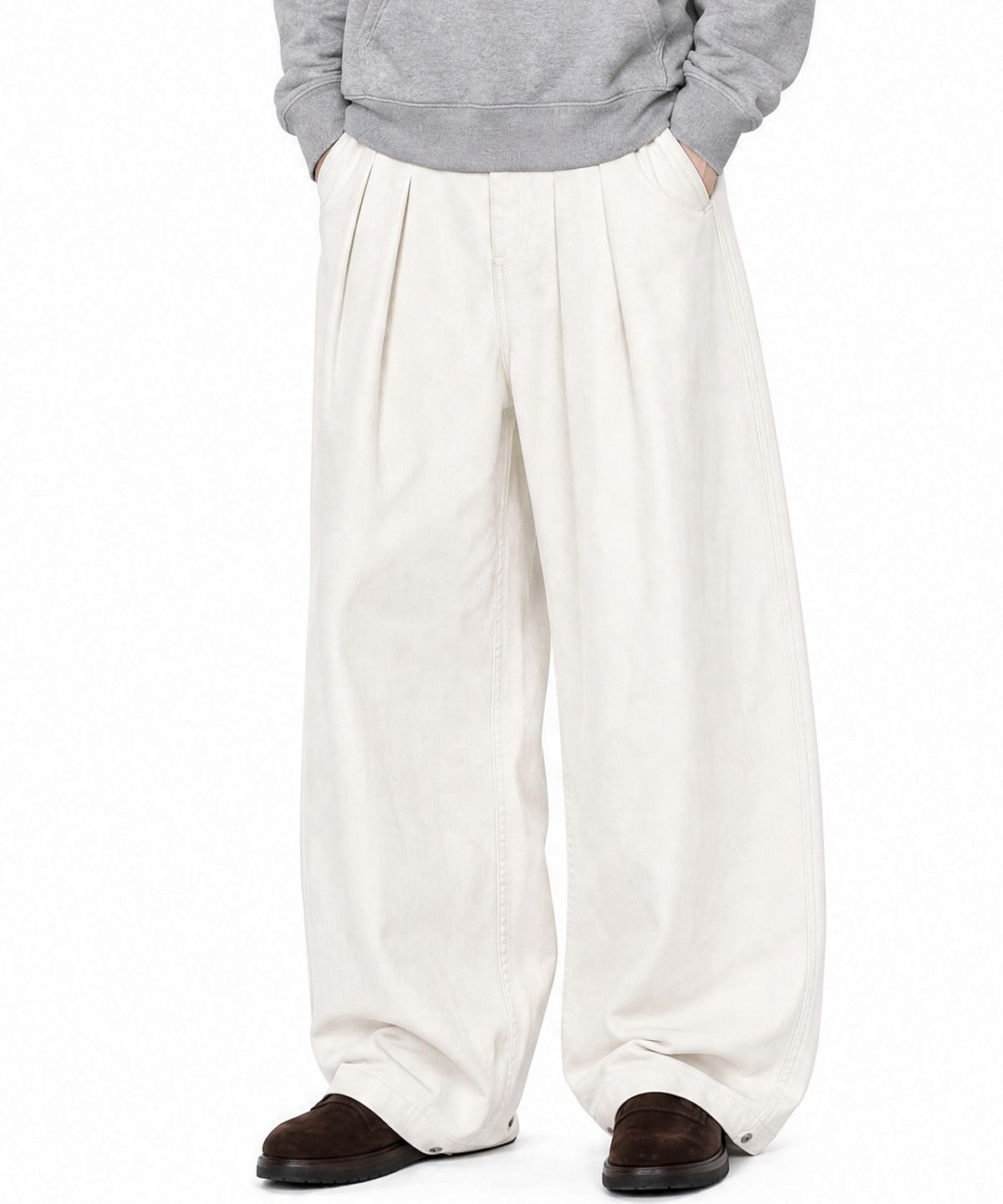 아이돈워너셀(IDWS) Twin Tuck Chino Balloon Pants White