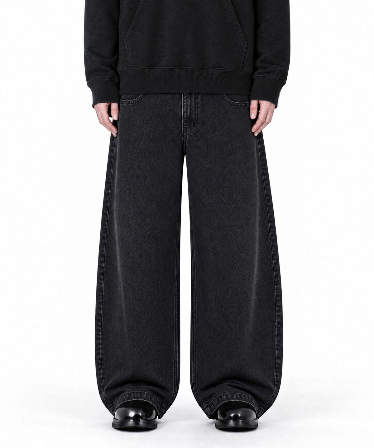 아이돈워너셀(IDWS) Crux Curved Denim Pants Black