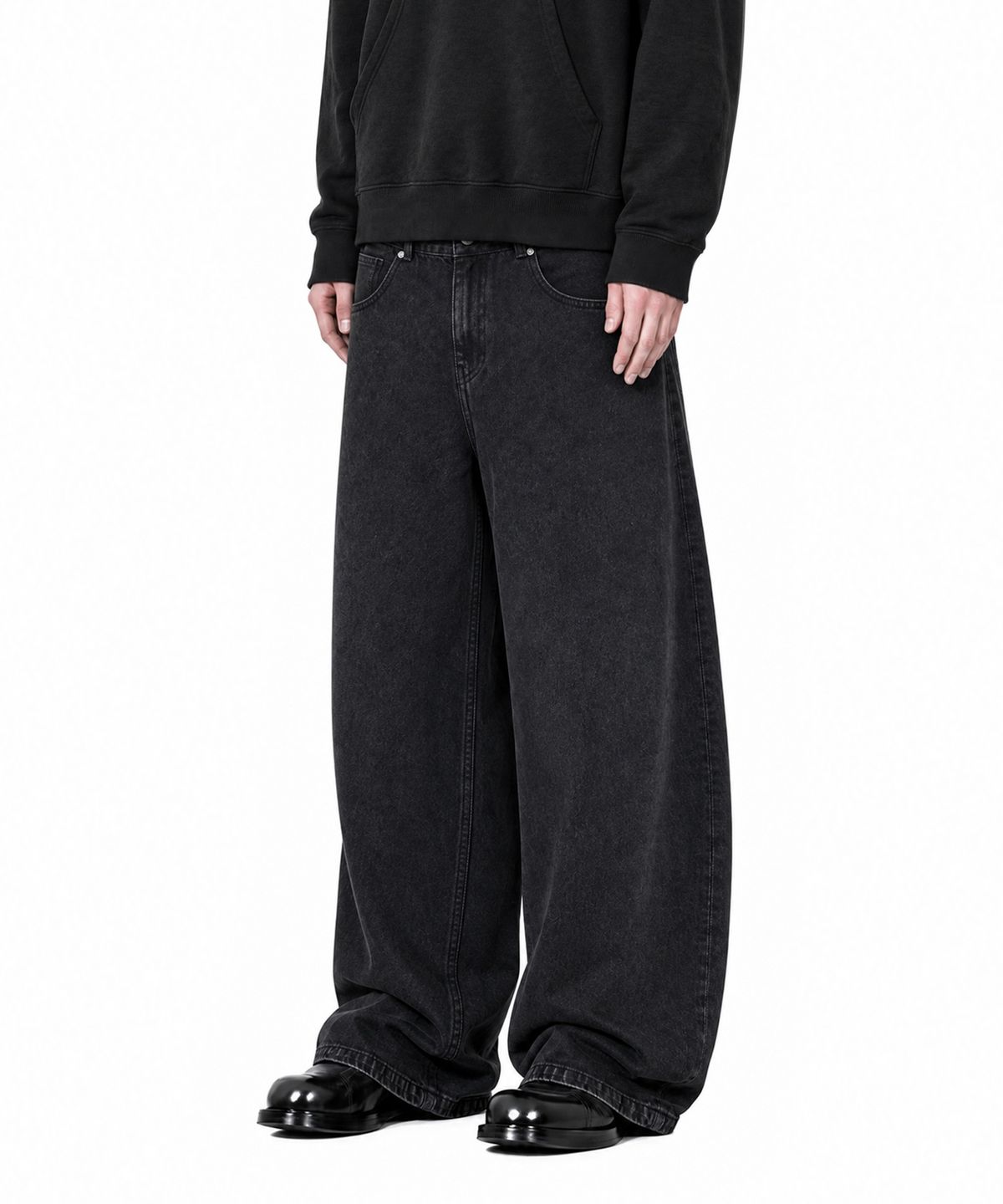 아이돈워너셀(IDWS) Crux Curved Denim Pants Black