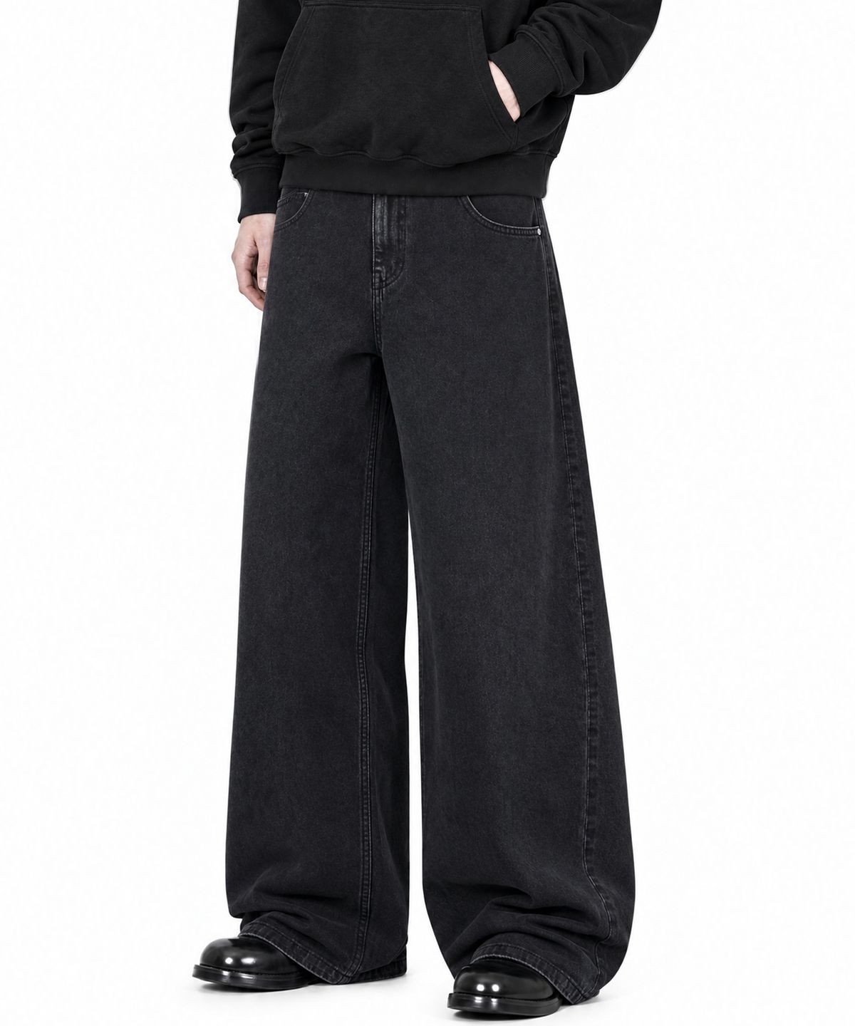 아이돈워너셀(IDWS) Crux Curved Denim Pants Black