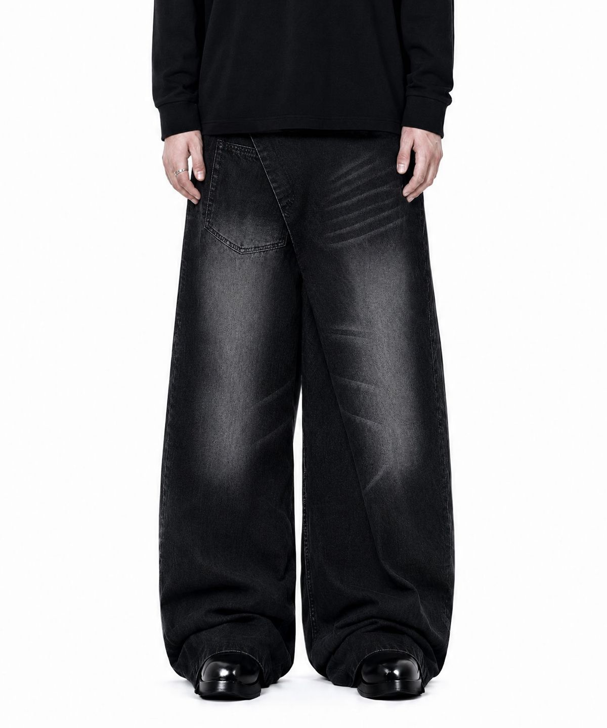 아이돈워너셀(IDWS) Hook Line Denim Pants Black