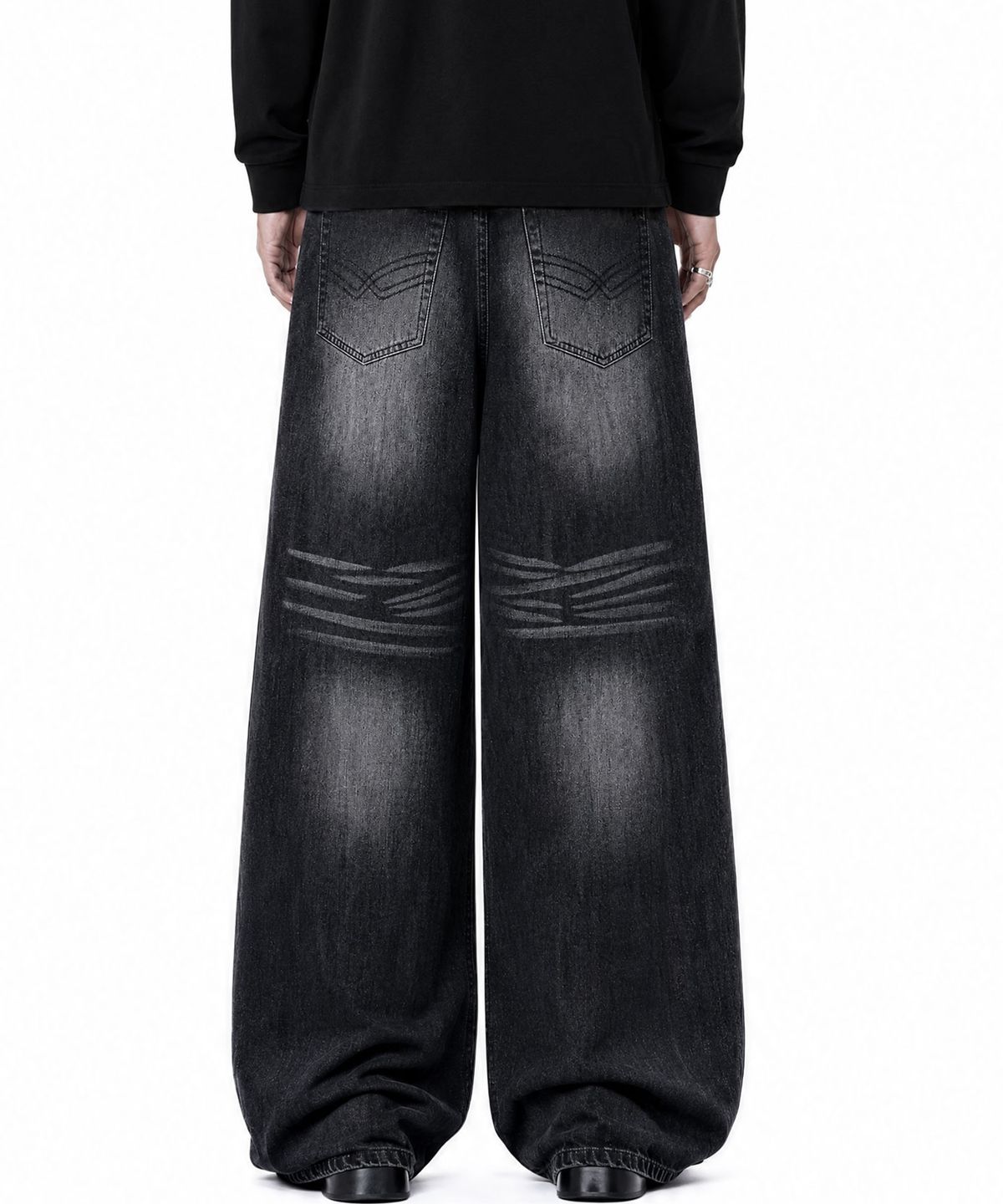 아이돈워너셀(IDWS) Hook Line Denim Pants Black