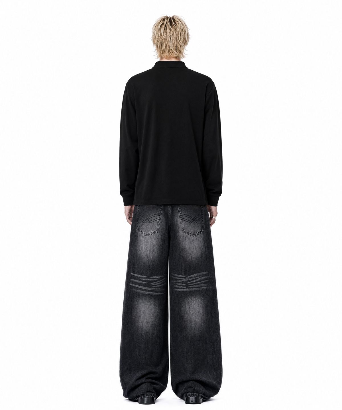 아이돈워너셀(IDWS) Hook Line Denim Pants Black