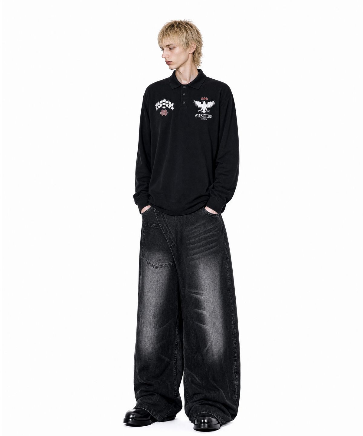 아이돈워너셀(IDWS) Hook Line Denim Pants Black