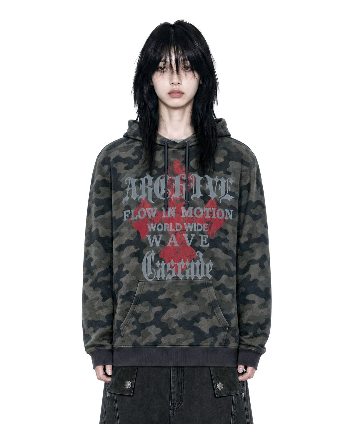 아이돈워너셀(IDWS) Wave Cross Hoodie Multi