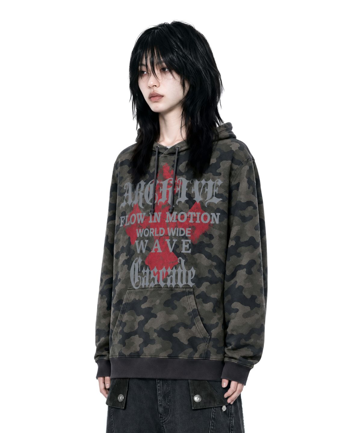 아이돈워너셀(IDWS) Wave Cross Hoodie Multi