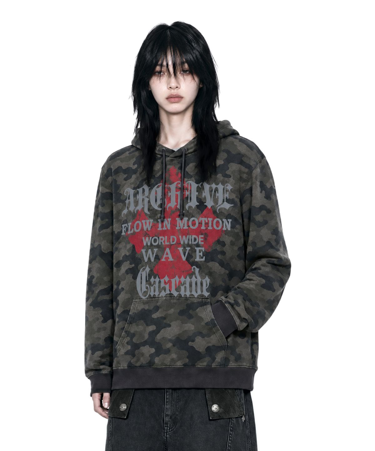 아이돈워너셀(IDWS) Wave Cross Hoodie Multi