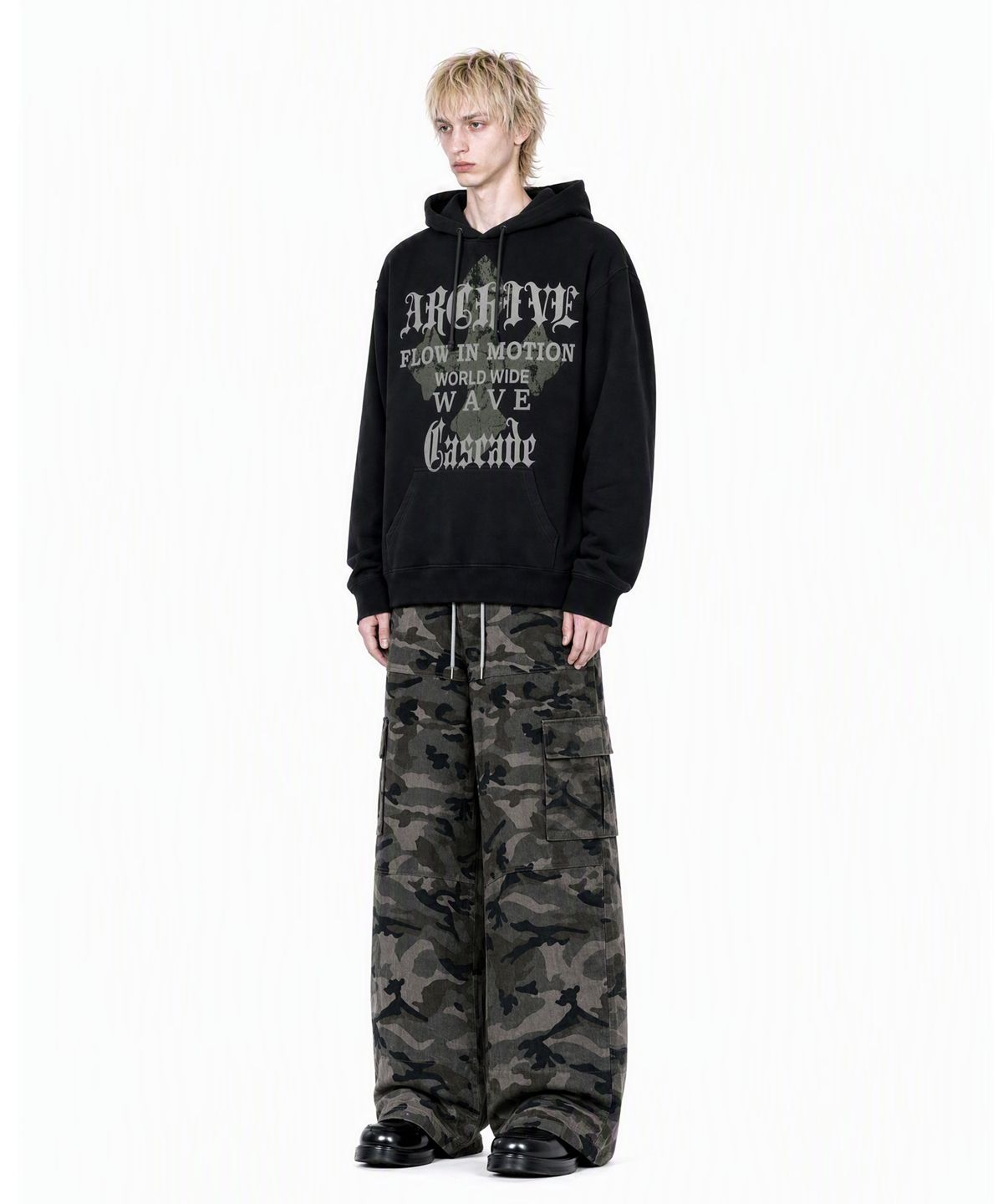 아이돈워너셀(IDWS) Wave Cross Hoodie Black