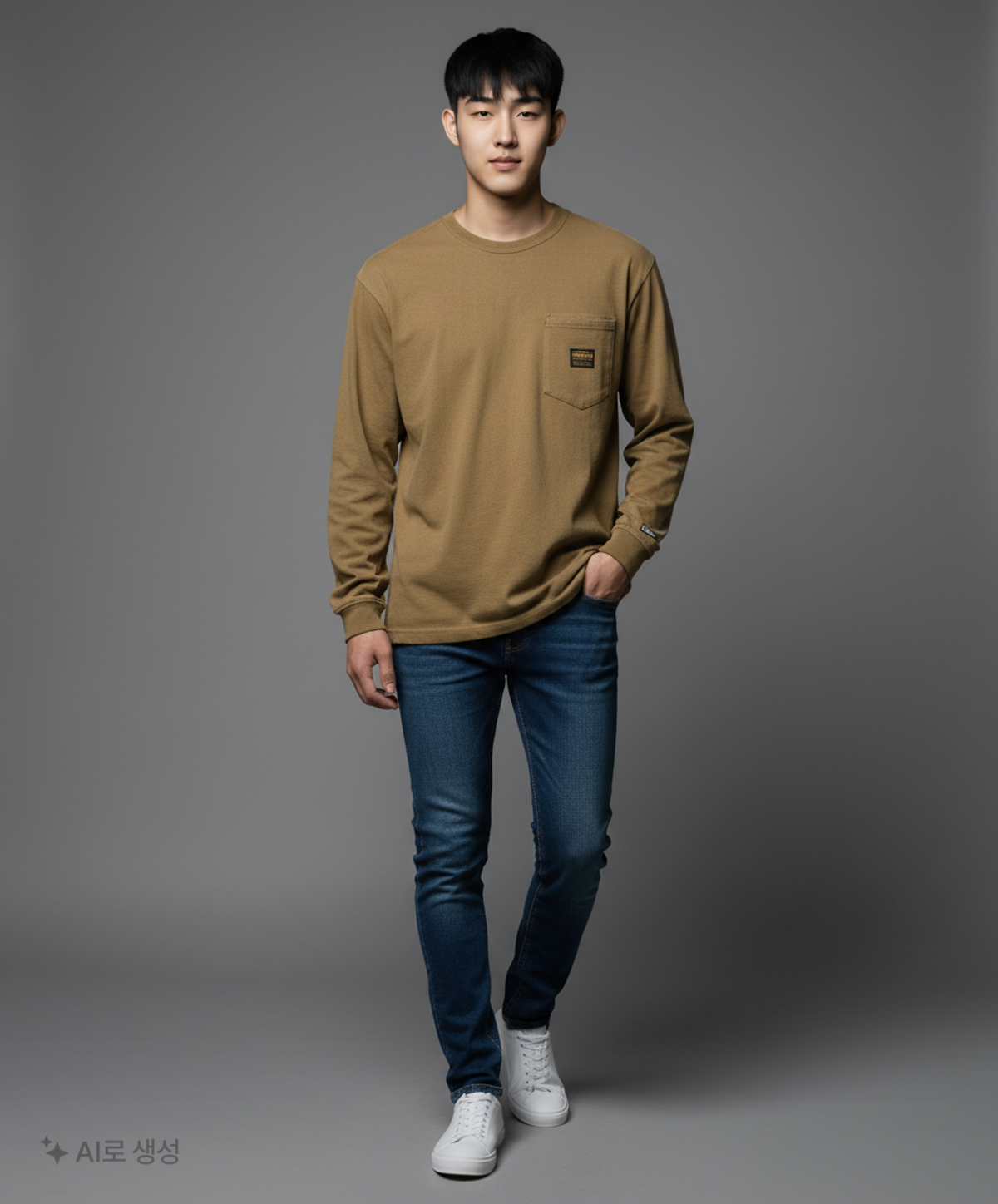 컬럼비아 유니버시티(COLUMBIA UNIVERSITY) M-LABEL POCKET L/S T-SHIRTS 카키브라운 L