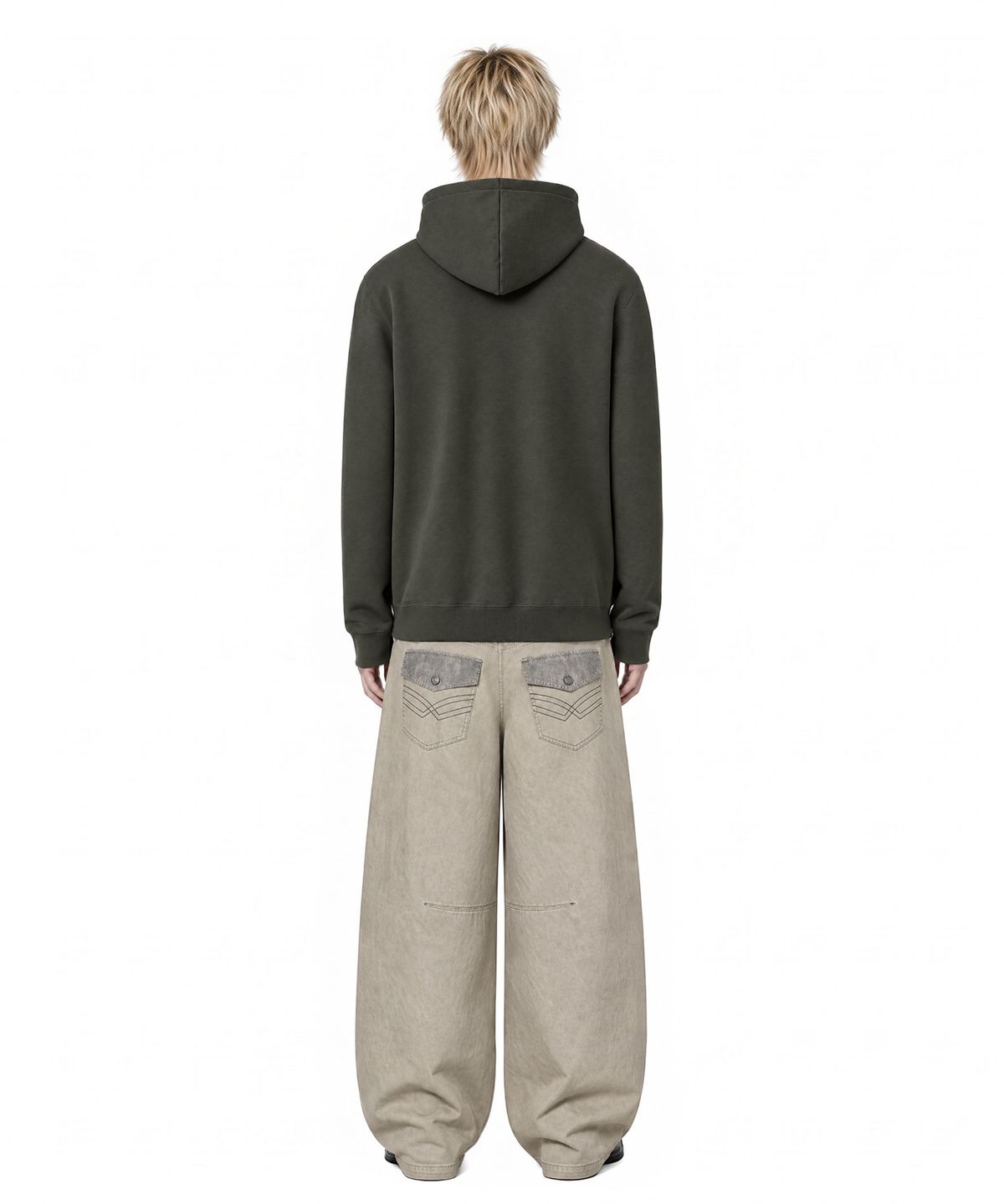 아이돈워너셀(IDWS) Many Layer Hoodie Khaki