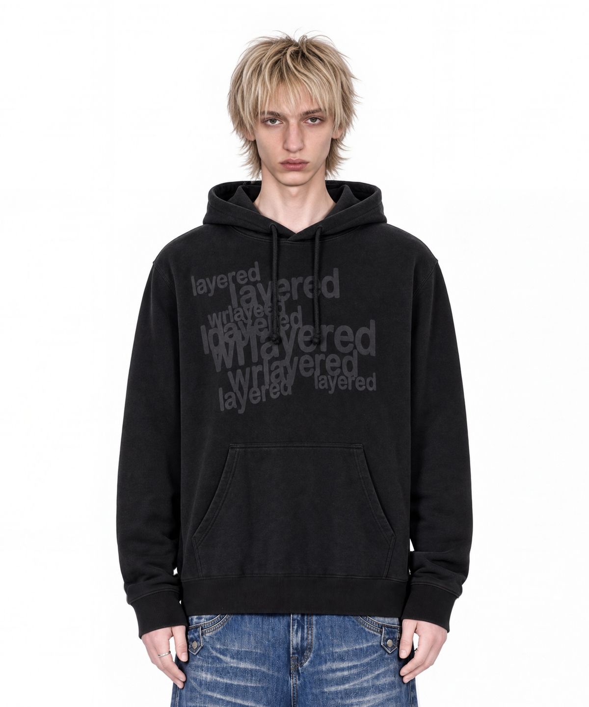 아이돈워너셀(IDWS) Many Layer Hoodie Black